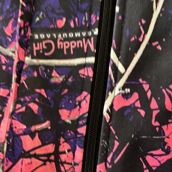 Muddy Girl Moonshine hooded pink, black and navy camo jacket. Size Large - Picture 3 of 9
